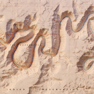 Goosenecks State Park Utah Map Poster - Shaded Relief Topographical Map