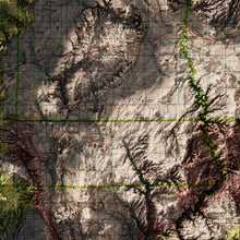 Load image into Gallery viewer, State of Utah Map Poster - Shaded Relief Topographical Map