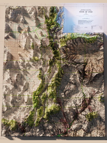 State of Utah Map Poster - Shaded Relief Topographical Map