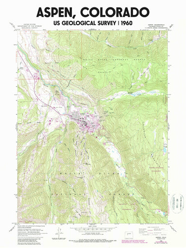 Aspen Colorado Poster | Vintage 1960 USGS Map