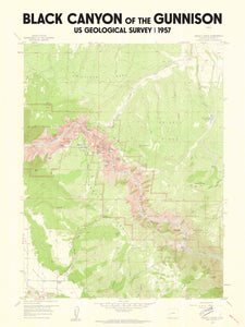 Black Canyon of the Gunnison Colorado Poster | Vintage 1957 USGS Map