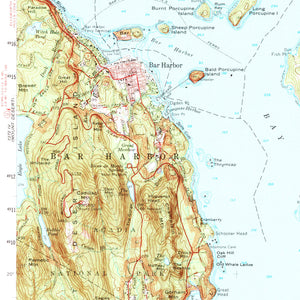 Acadia National Park 1956 USGS Map Poster | Bar Harbor Maine