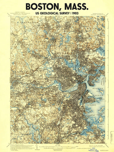 Boston Massachusetts Poster | Vintage 1903 USGS Map