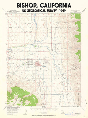 Bishop California Poster | Vintage 1949 USGS Map