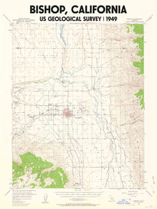 Bishop California Poster | Vintage 1949 USGS Map