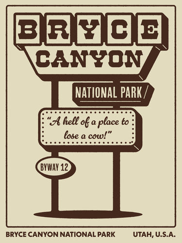 Bryce Canyon National Park Entrance Sign Poster | Vintage Motel Sign Poster | Bryce Canyon Utah | Arches Wall Decor