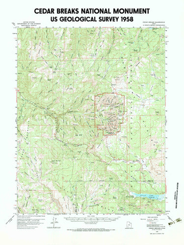 Cedar Breaks National Monument Utah Poster | 1958 USGS Map
