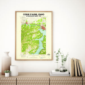 Coeur D'Alene Idaho Poster | Vintage 1957 Map