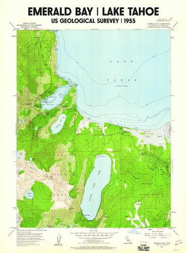 Emerald Bay Lake Tahoe Poster | Vintage USGS 1955 Map