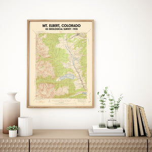 Mt Elbert Colorado Poster | Vintage 1935 USGS Map