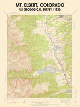 Load image into Gallery viewer, Mt Elbert Colorado Poster | Vintage 1935 USGS Map