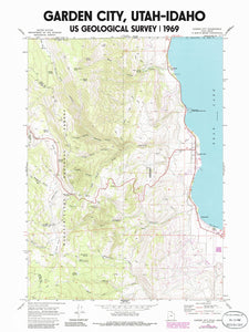 Garden City Utah Idaho Bear Lake Poster | Vintage 1969 USGS Map