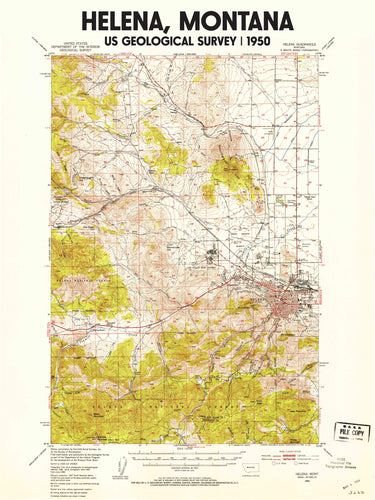 Helena Montana Poster | Vintage 1950 USGS Map