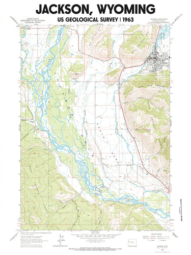 Jackson Wyoming 1963 USGS Topographical Map Poster