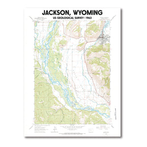 Jackson Wyoming 1963 USGS Topographical Map Poster