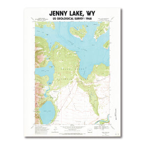 Jenny Lake 1698 USGS Topographical Map Poster