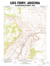 Load image into Gallery viewer, Lees Ferry 1954 USGS Map Poster | Horseshoe Bend Arizona Map Poster