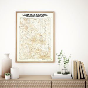 Lassen Peak California Lassen National Park Poster | Vintage 1933 USGS Map