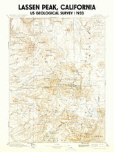 Load image into Gallery viewer, Lassen Peak California Lassen National Park Poster | Vintage 1933 USGS Map