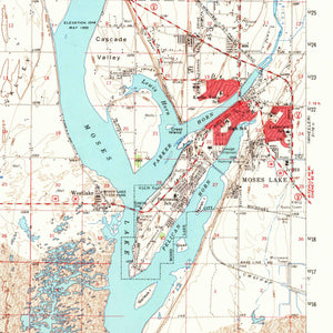 Moses Lakes Washington Poster | Vintage 1956 USGS Map