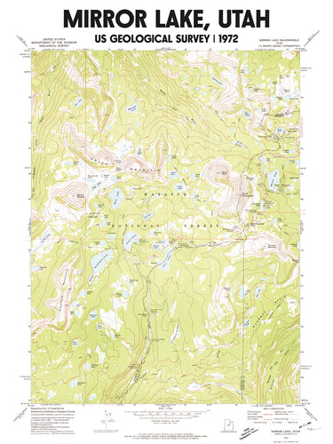 Uinta Mountains Mirror Lake USGS Map Poster