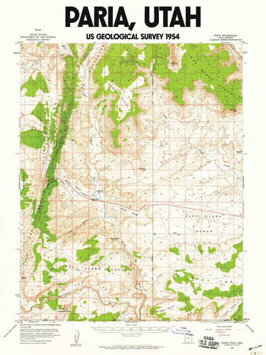 Paria Utah Map Poster | 1954 USGS Map Poster