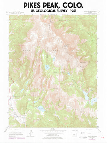 Pikes Peak Colorado Poster | Vintage 1951 USGS Map