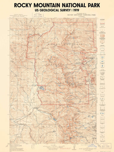Rocky Mountain National Park Poster | Vintage 1919 USGS Map