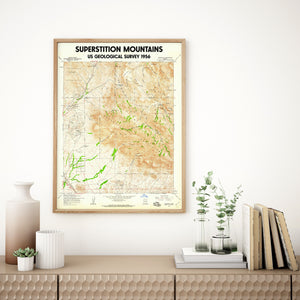 Superstition Mountains Arizona Poster | USGS 1956 Map Poster