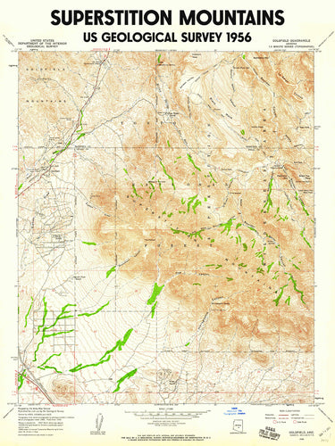 Superstition Mountains Arizona Poster | USGS 1956 Map Poster