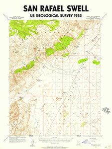 San Rafael Swell Utah Poster | Goblin Valley State Park Poster | 1953 USGS Map Poster