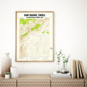 San Rafael Swell Utah Poster | Goblin Valley State Park Poster | 1953 USGS Map Poster