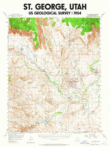 St George Utah Poster | Vintage 1954 USGS Map