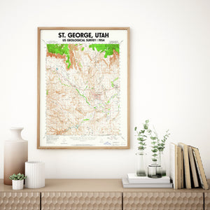 St George Utah Poster | Vintage 1954 USGS Map