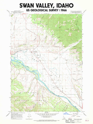 Swan Valley Idaho Poster | Vintage 1966 USGS Map