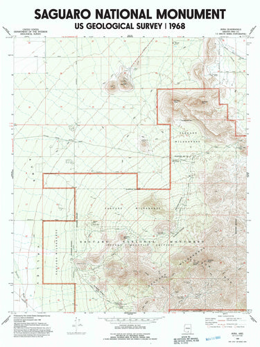 Saguaro National Park Poster | Vintage 1968 USGS Map