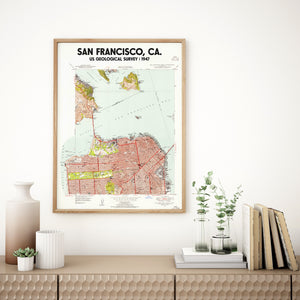 San Francisco California Poster | Vintage 1947 USGS Map