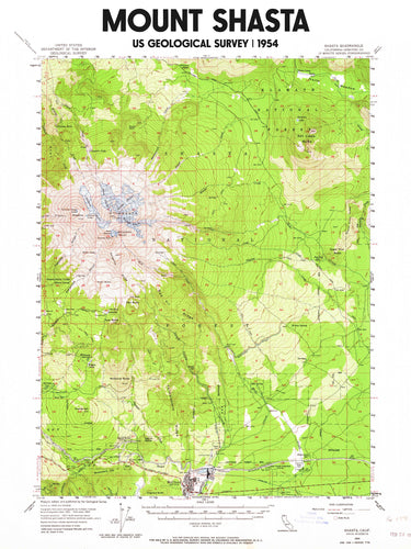 Mount Shasta California Poster | Vintage 1954 USGS Map