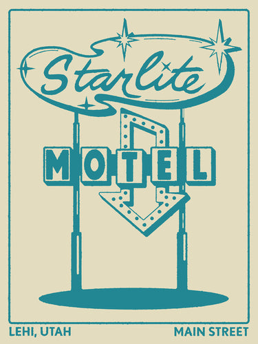 Star Lite Motel Sign Art Print | Boogie Sign Art | Motel Sign Art Wall Decor