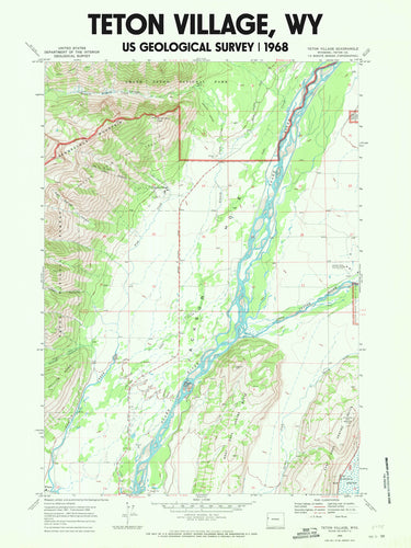 Teton Village 1968 USGS Topographical Map Poster