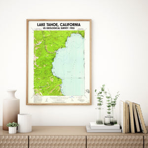 Lake Tahoe California Poster | Vintage 1955 USGS Map