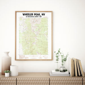 Wheeler Peak Nevada Poster | Great Basin National Park | Vintage 1987 USGS Map