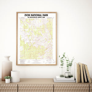 Zion National Park Poster | Vintage 1980 USGS Map