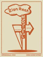 Load image into Gallery viewer, Zion Rest Motel Sign Art Print | Boogie Sign Art | Motel Sign Art Wall Decor Active
