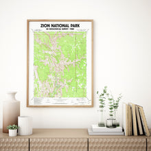 Load image into Gallery viewer, Zion National Park Utah Poster | Vintage 1980 USGS Map | Zion Lodge | Temple of Sinawava