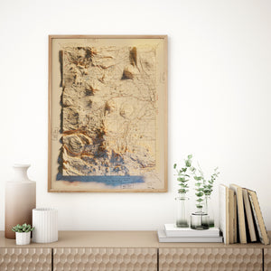 Three Sisters Oregon Map Poster - Shaded Relief Topographical Map