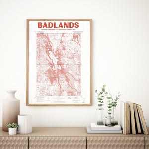 Badlands National Park Poster | Vintage 1950 USGS Map
