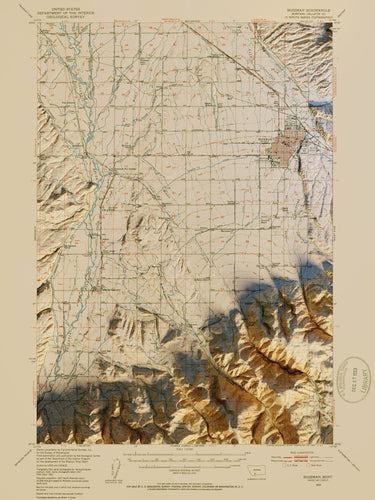 Bozeman Montana Poster | Shaded Relief Rendered Map