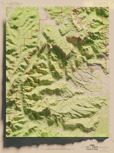 Bryce Canyon National Park Map Poster - Shaded Relief Topographical Map