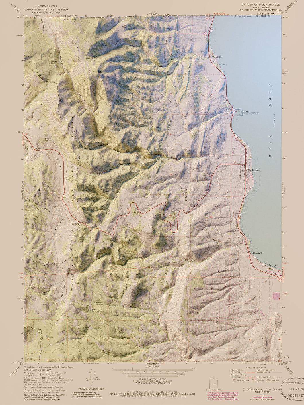 Garden City Bear Lake Utah Idaho Poster | Shaded Relief Rendered Map
